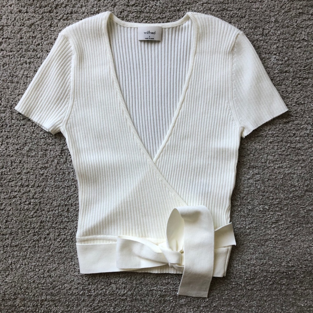 Wilfred Cream Wrap Short Sleeve Sweater